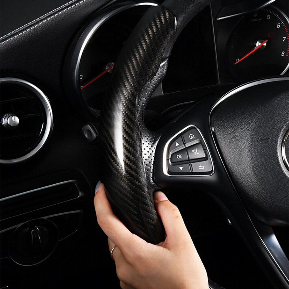 Car Steering Wheel Cover Carbon Black Leather Breathable Anti-slip Accessories