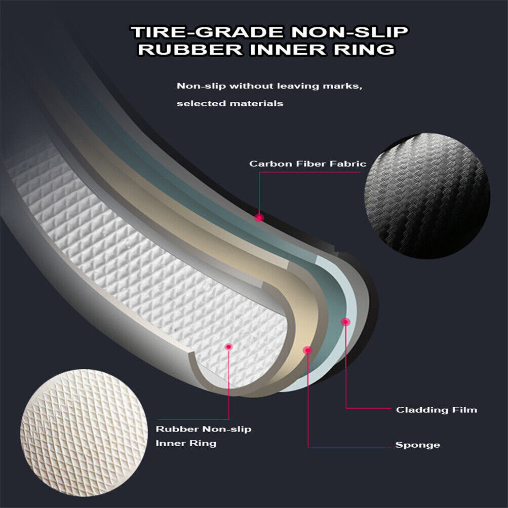Car Steering Wheel Cover Carbon Black Leather Breathable Anti-slip Accessories